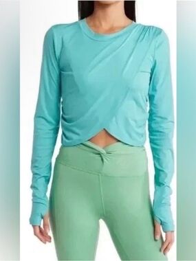 FP Movement by Free People Aqua Twist Long Sleeve Crop Top